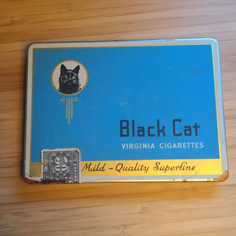 black cat tobacco tin Black Cat | Accents | Vintage Antique Black Cat Cigarette Tin